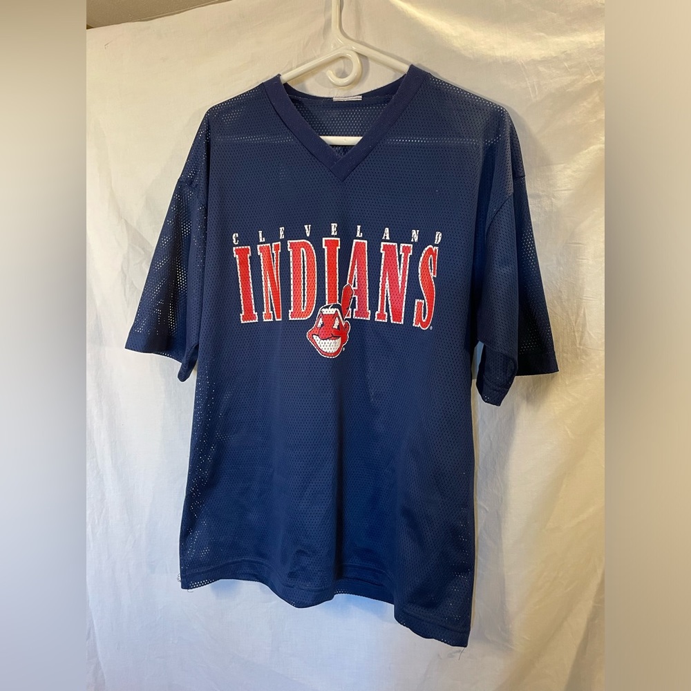 Vintage Cleveland Indians Kenny Lofton #7 Short Sleeve Mesh Jersey- Size L